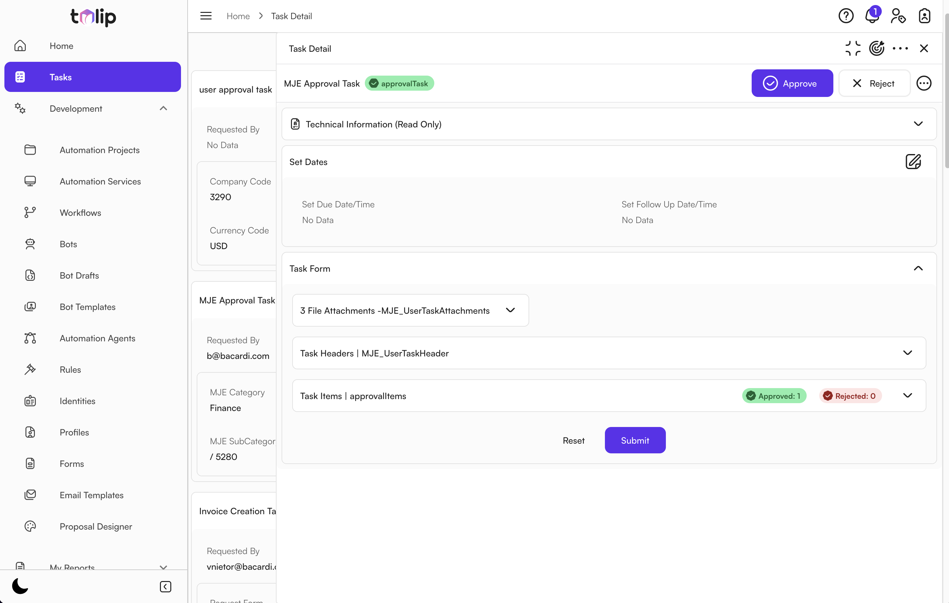 Tulip User Task Management